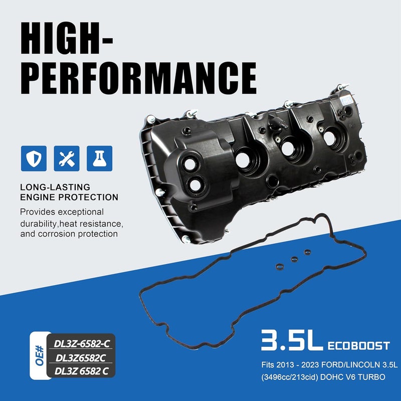 Cns Engine Valve Cover w/Gasket Right Side Compatible with Ford/Lincoln 3.5L (3496cc/213cid) DOHC V6 Turbo - Image 3